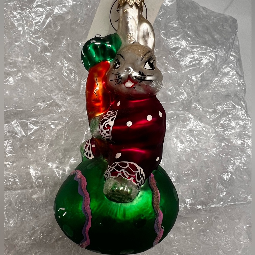 Christopher Radko Silver and Red Rabbit Ornament - Picture 2 of 4